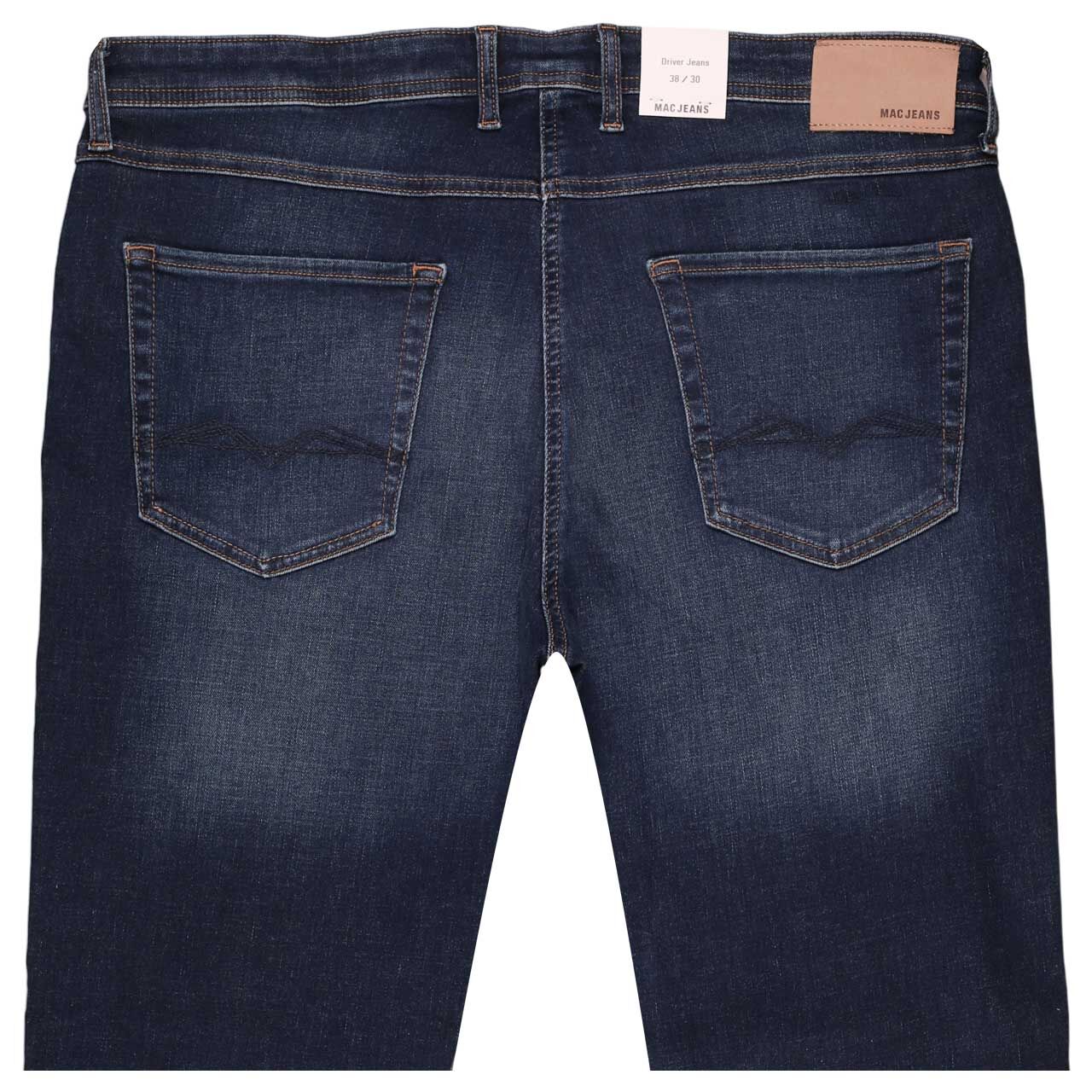 Stretch Herrenjeans Flexx von MAC in Dunkelblau verwaschen, detaillierte Rückansicht