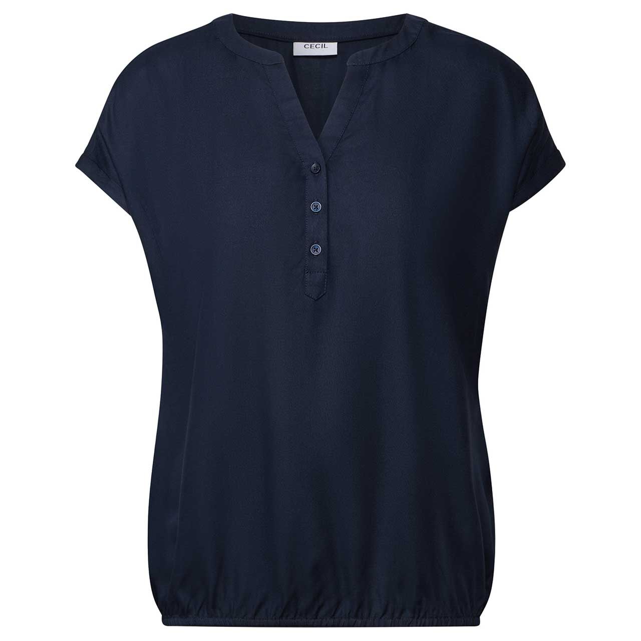 Cecil Damen Kurzarm Bluse Solid urban navy blue