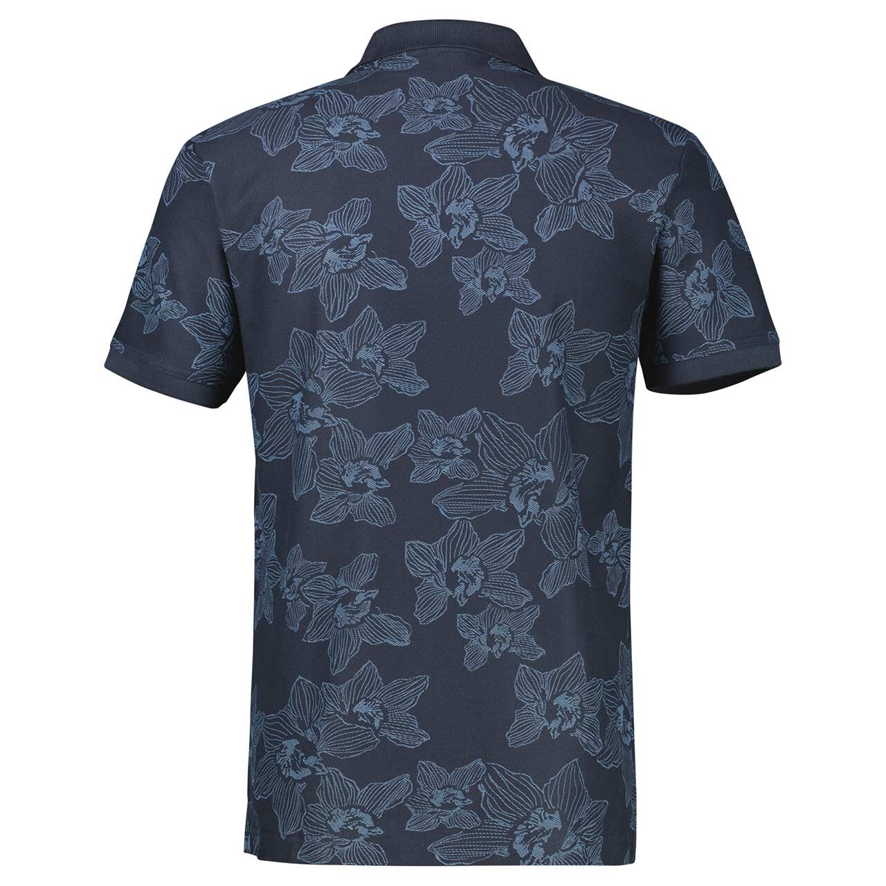 Herren Poloshirt von Lerros in Dunkelblau mit Print, Rückansicht