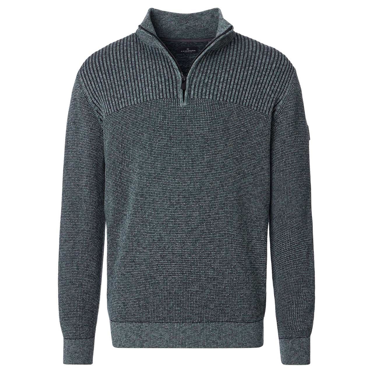 Casa Moda Herren Pullover Troyer green melange