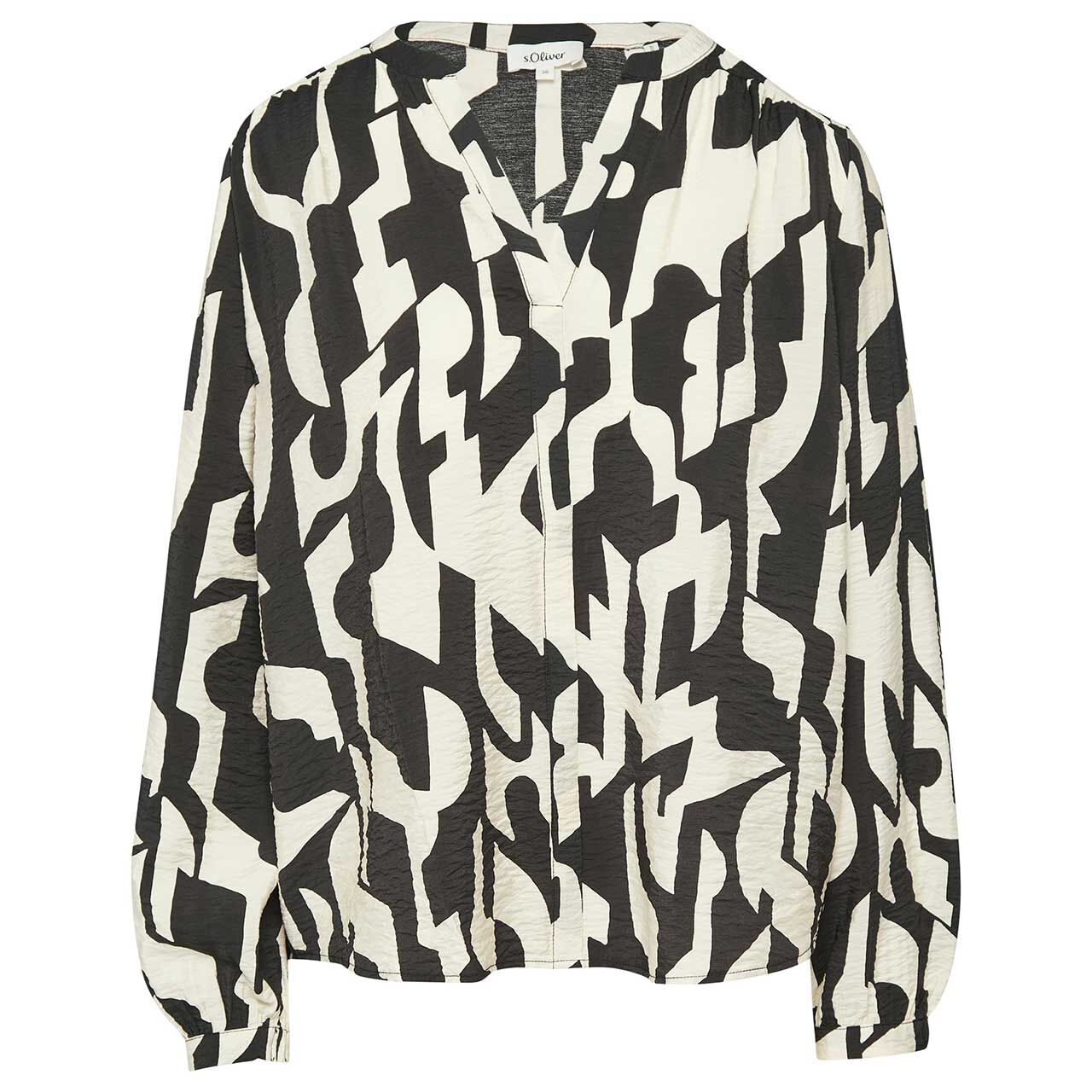 s.Oliver Damen Langarm Bluse black printed