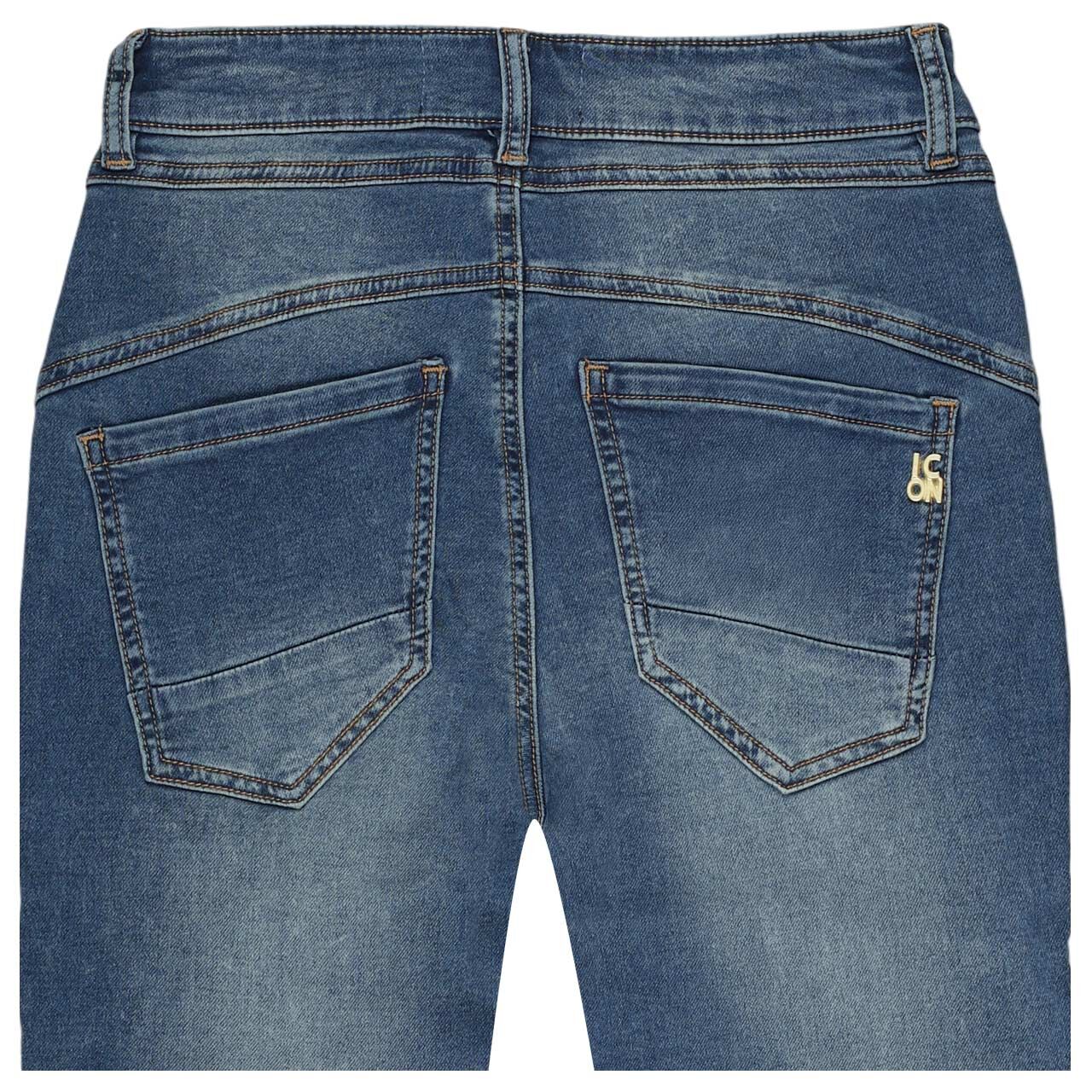 Damenjeans California Sunrise Capri von Senoritas Icon in Blau angewaschen, detaillierte Rückansicht