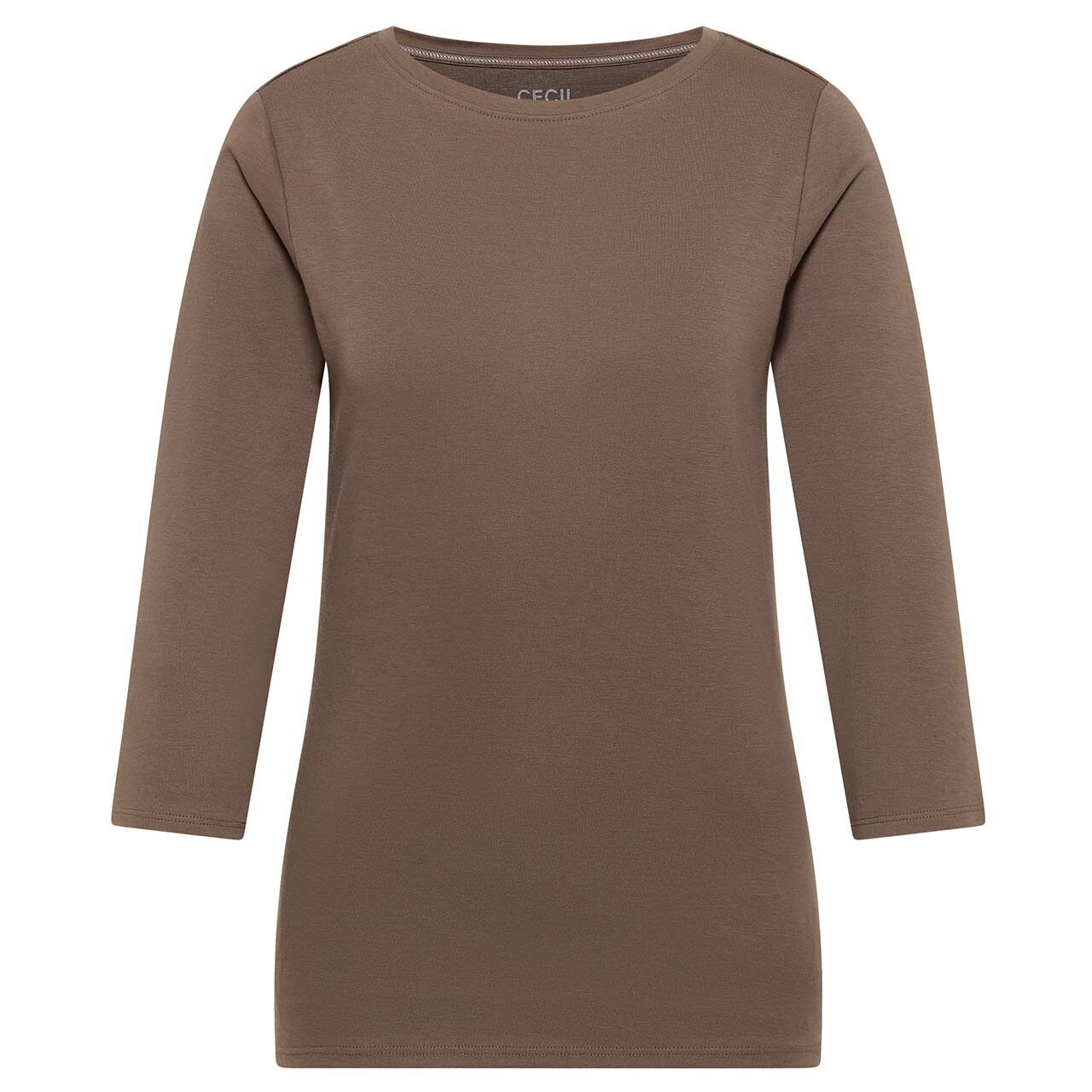 Cecil Damen 3/4 Arm Shirt Basic Boatneck urban taupe