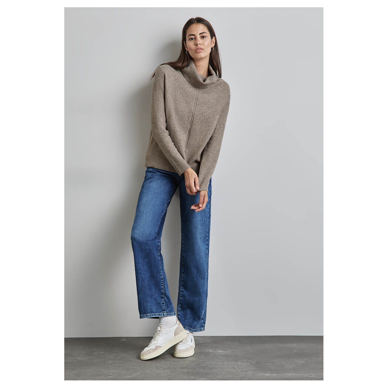 Street One Damen Rollkragen Pullover Easy Roll Neck Sweater mocha beige melange