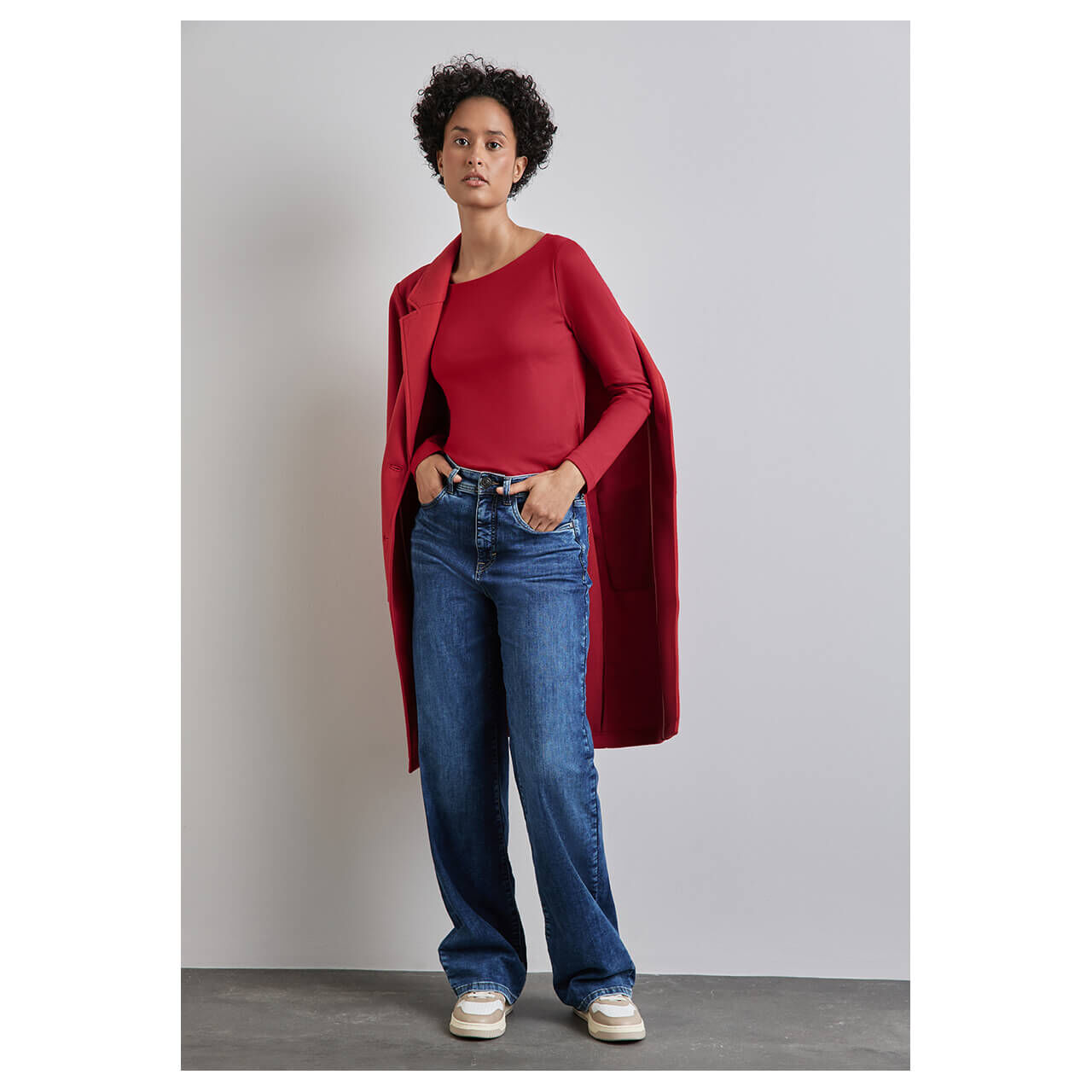 Street One Damen Langarm Shirt Lanea intense red