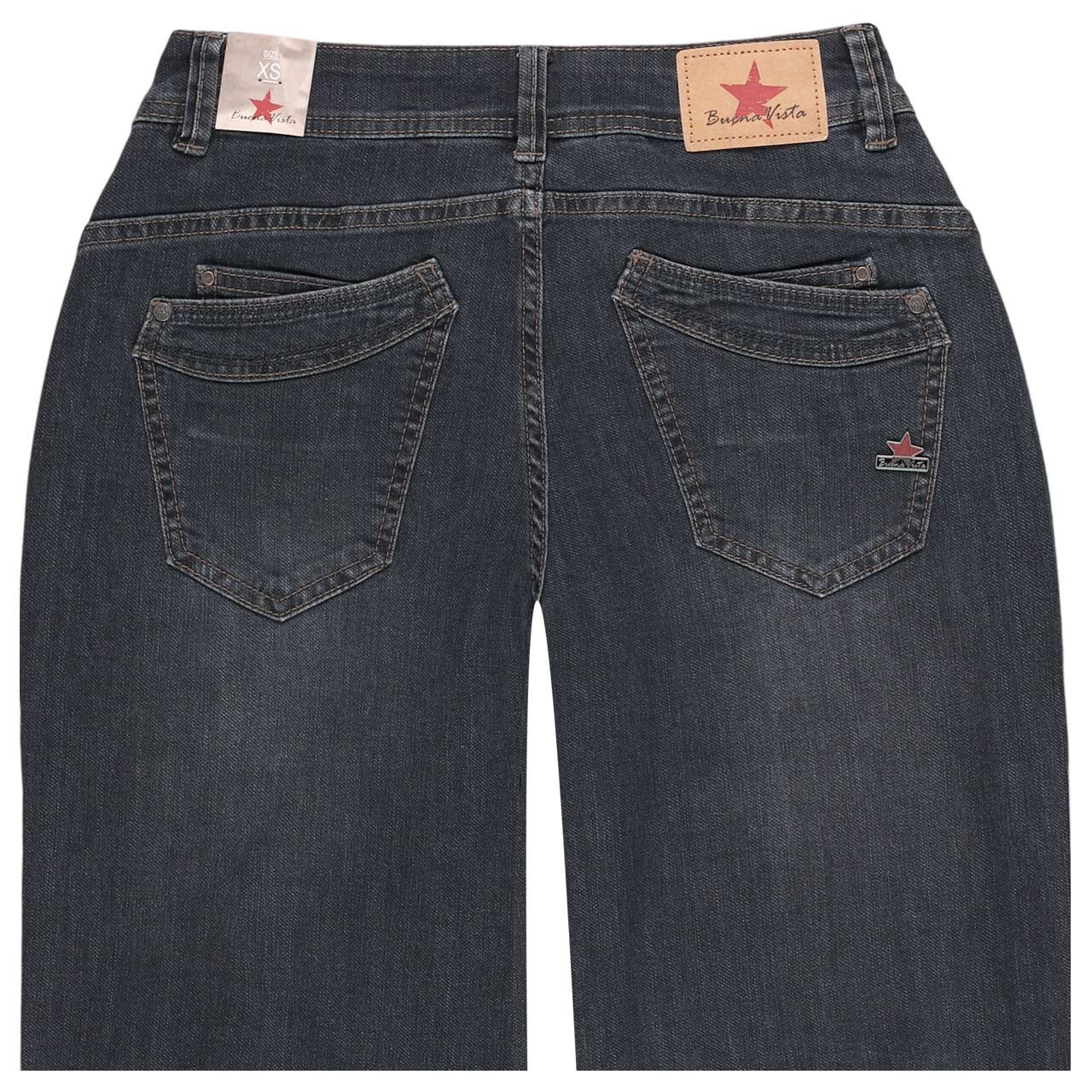 Damenjeans Malibu 7/8 Relaxed Stretch Denim von Buena Vista in Dunkelblau angewaschen, detaillierte Rückansicht