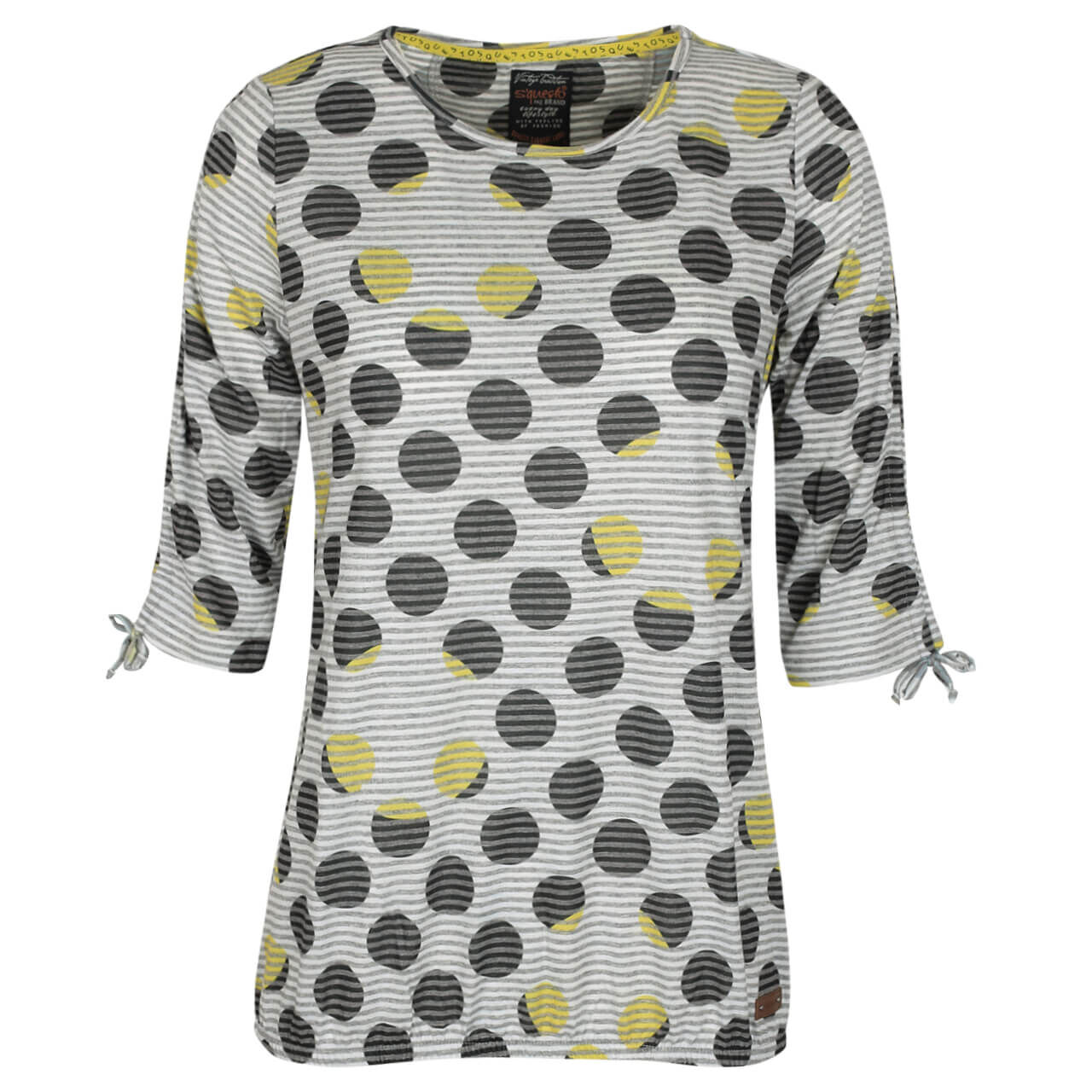 Soquesto 3/4 Arm Shirt für Damen in Grau mit Print, FarbNr.: 3500