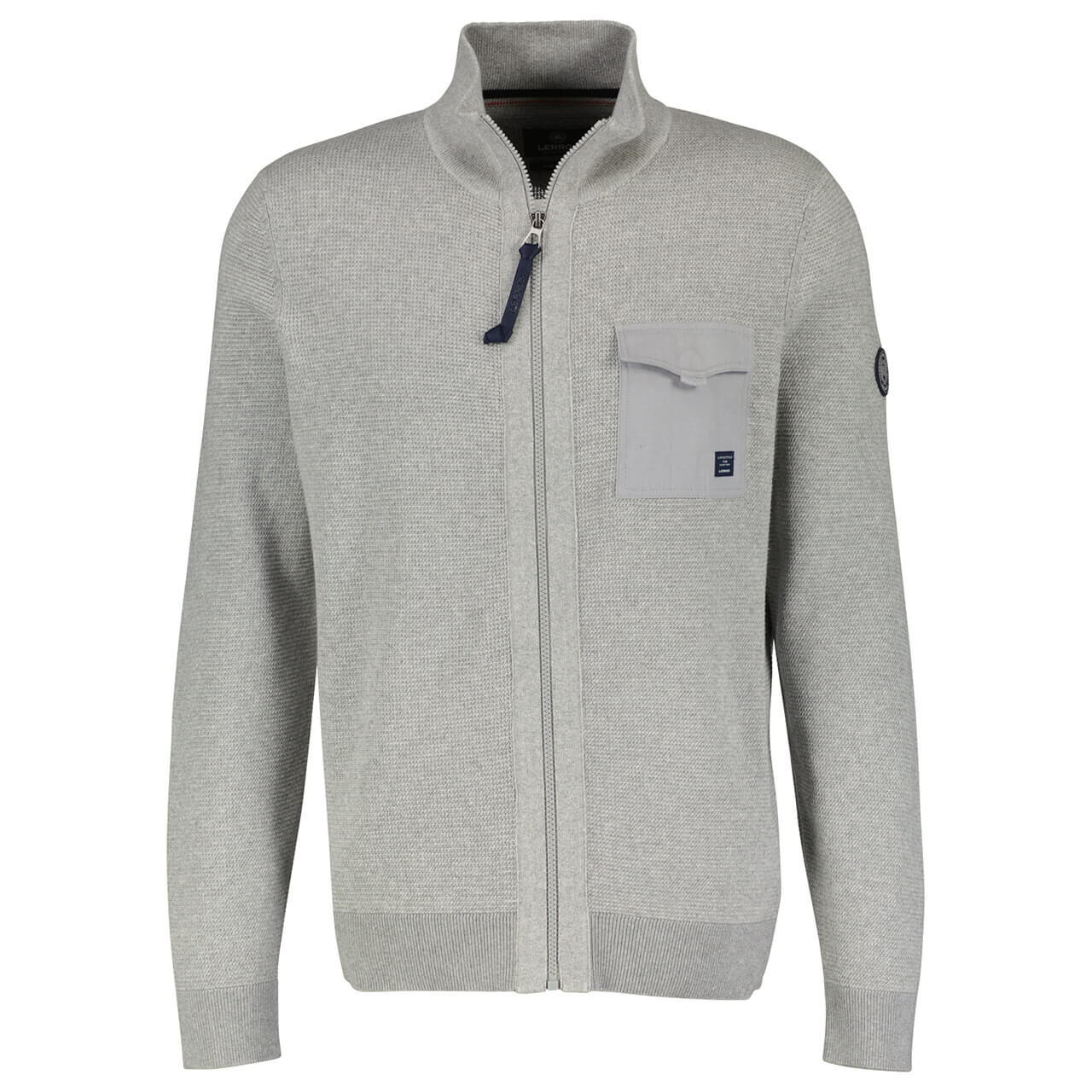Lerros Herren Strickjacke Troyer grey melange