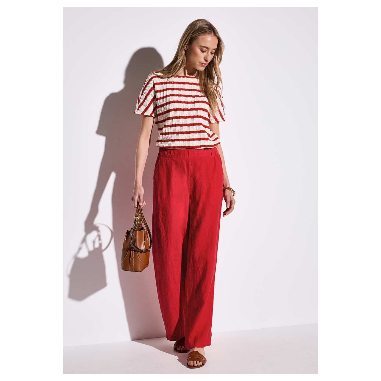 Street One Wide Leg Leinenhose glory red