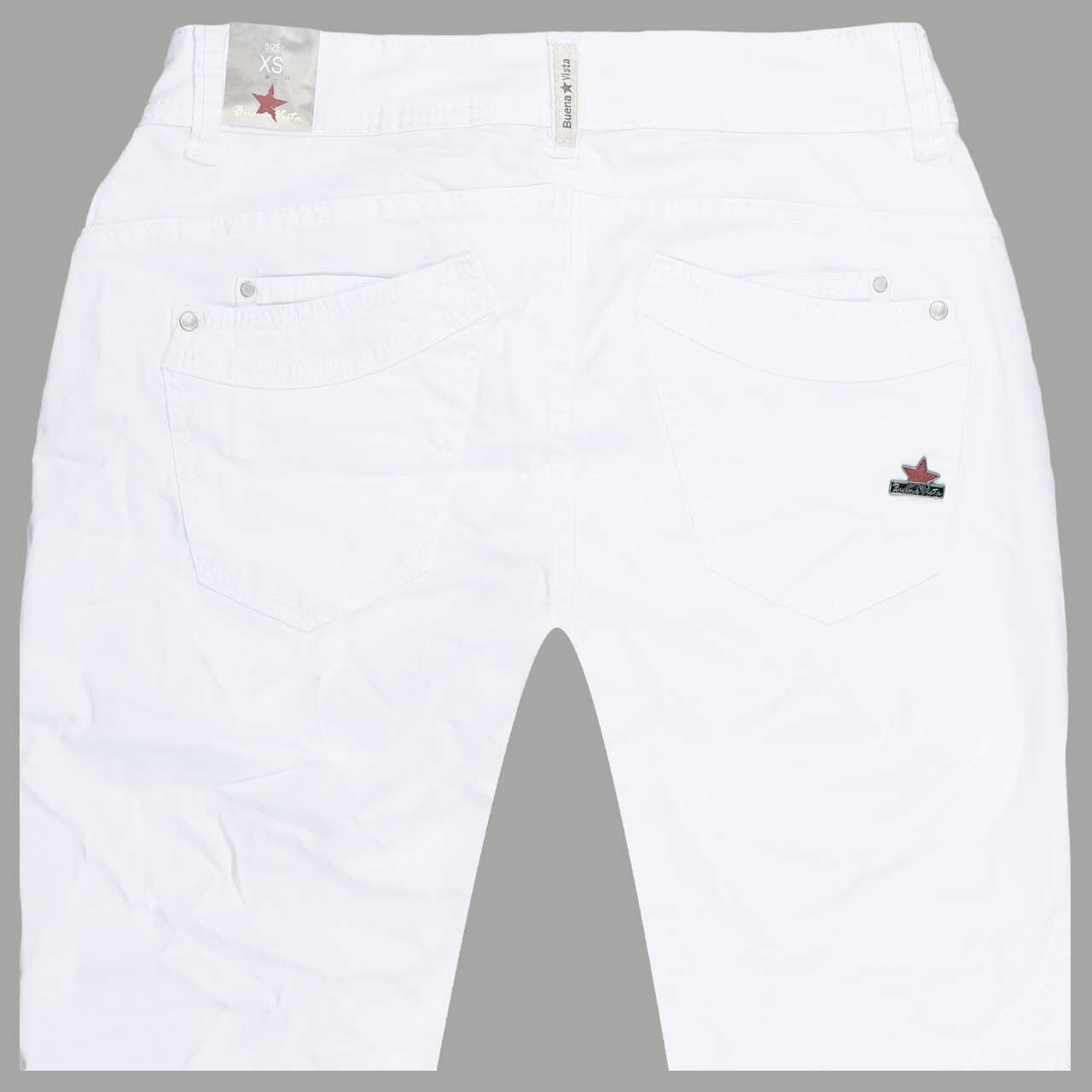Damen Baumwollhose Malibu-Zip Capri Stretch Twill von Buena Vista in Weiß, detaillierte Rückansicht