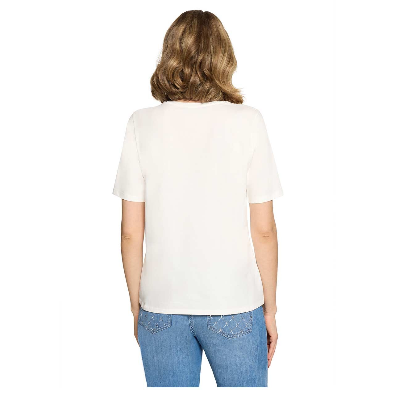 Damen T-Shirt von Betty Barclay in Cremeweiß mit Print, Rückansicht am Model