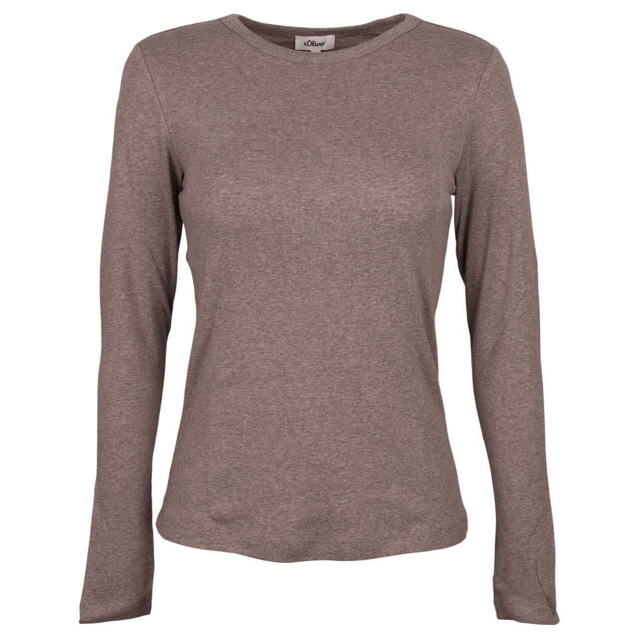 s.Oliver Damen Langarm Shirt taupe melange