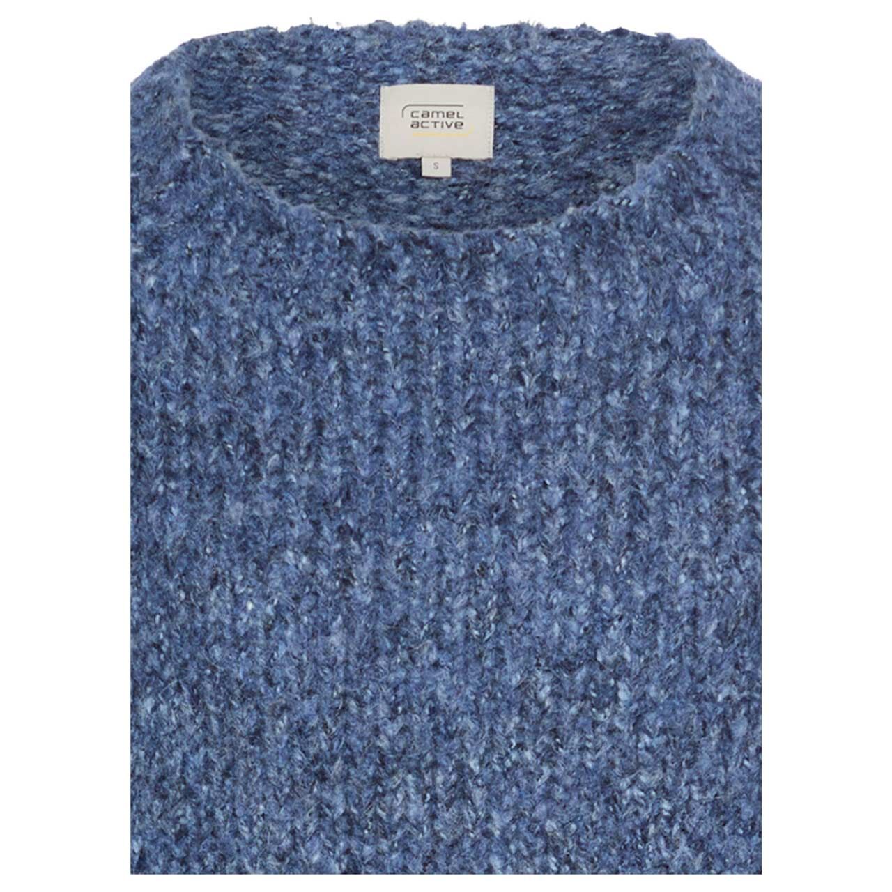 Damen Pullover von Camel active in Blau meliert, detaillierte Vorderansicht