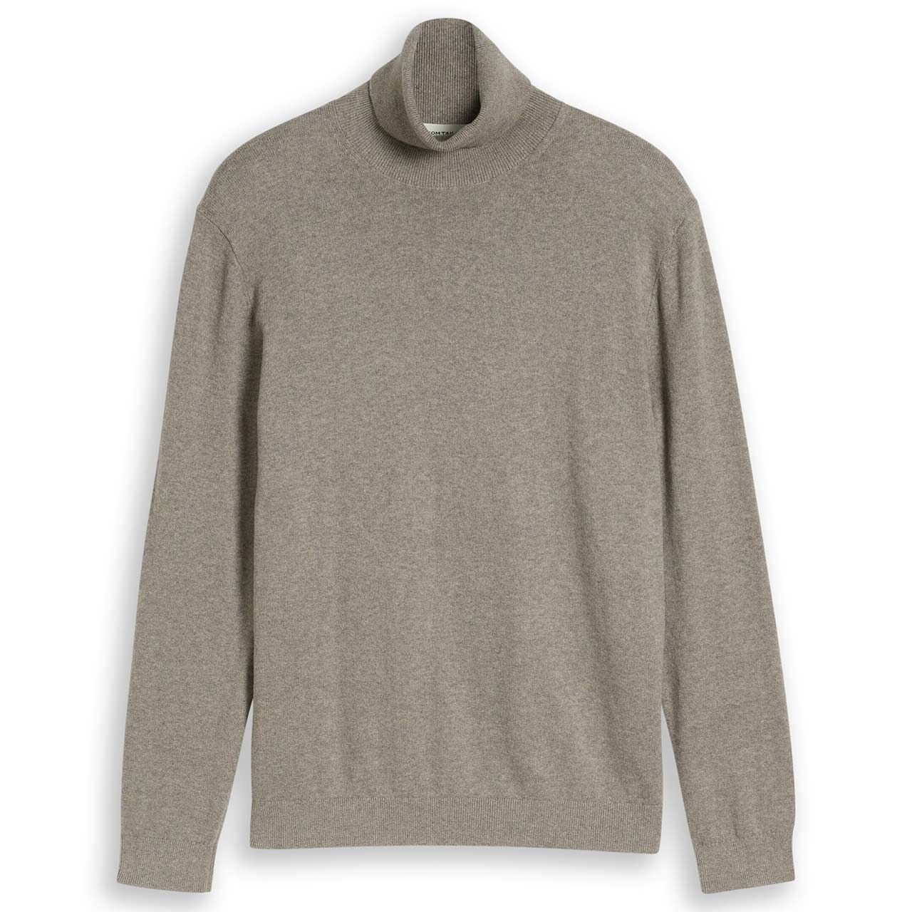 Tom Tailor Herren Rollkragen Pullover Cashmere Turtleneck Knit driftwood taupe melange