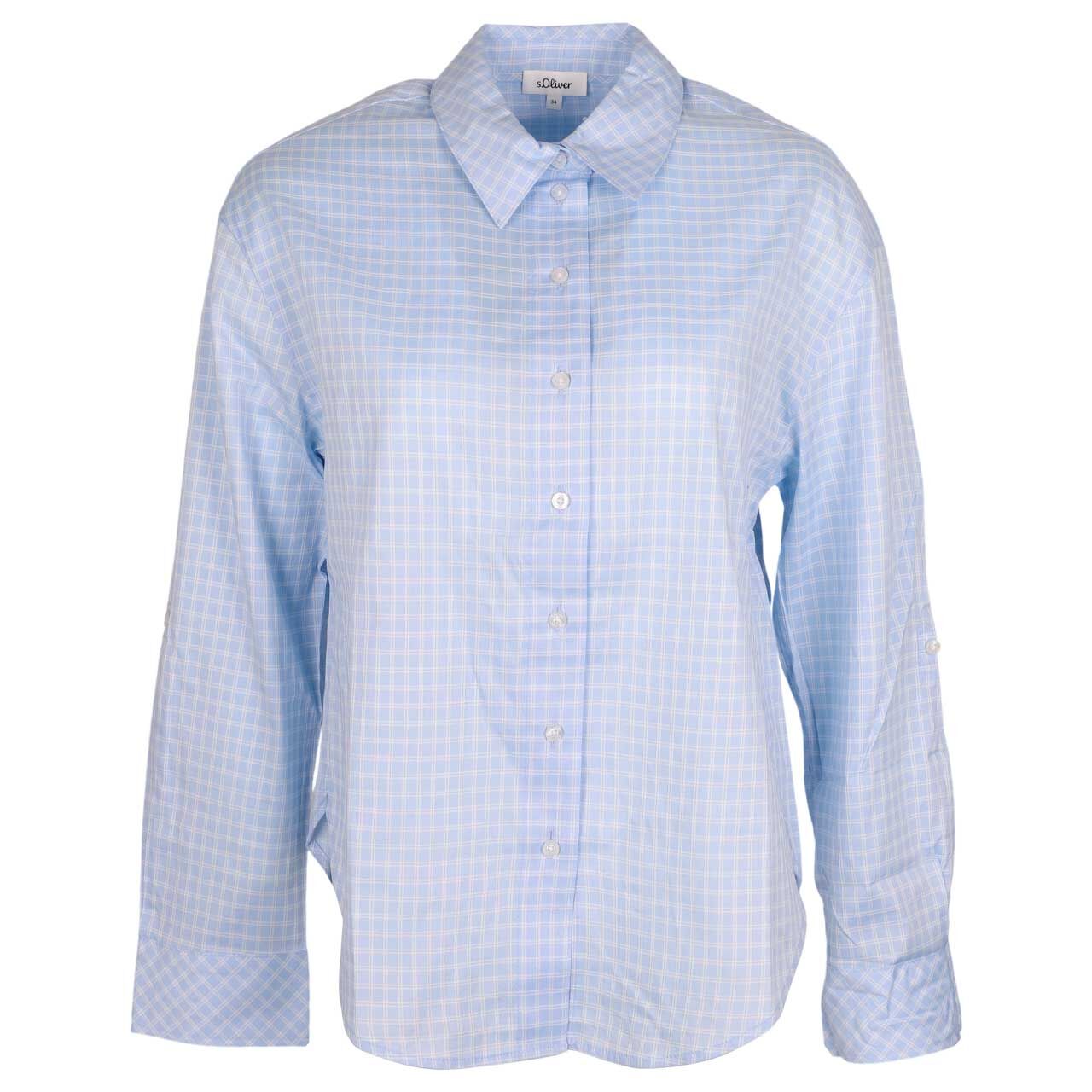 s.Oliver Damen Langarm Bluse light blue check