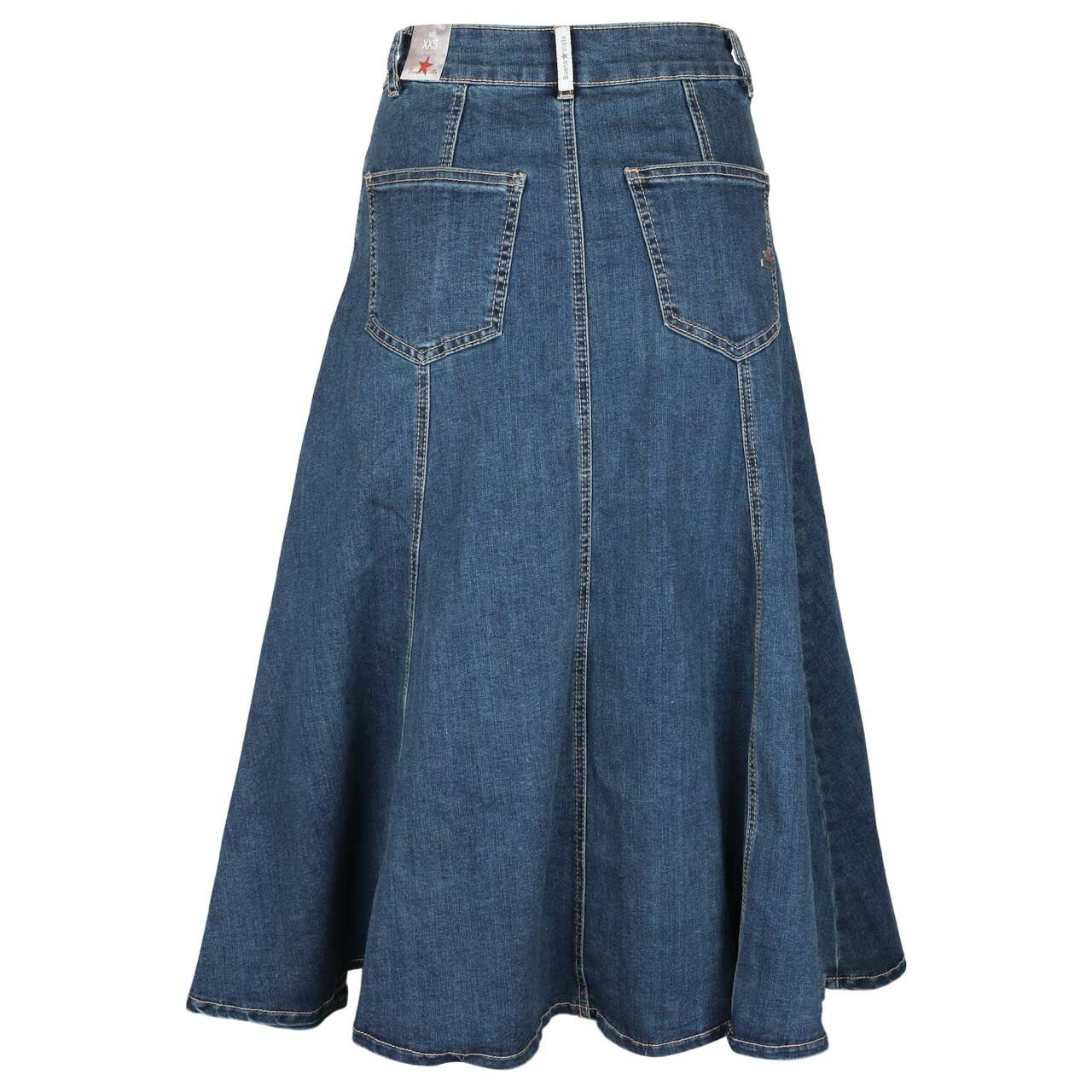 Damen Jeansrock Plate Skirt Stretch Denim von Buena Vista in Dunkelblau angewaschen, Rückansicht