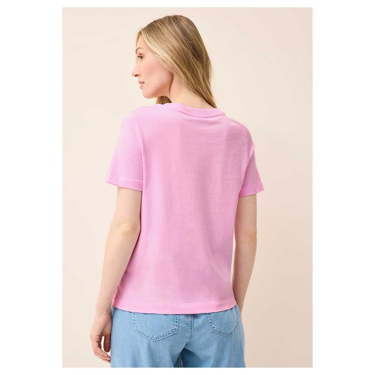 Damen T-Shirt Chest Wording von Cecil in Rosa, Rückenansicht am Modell