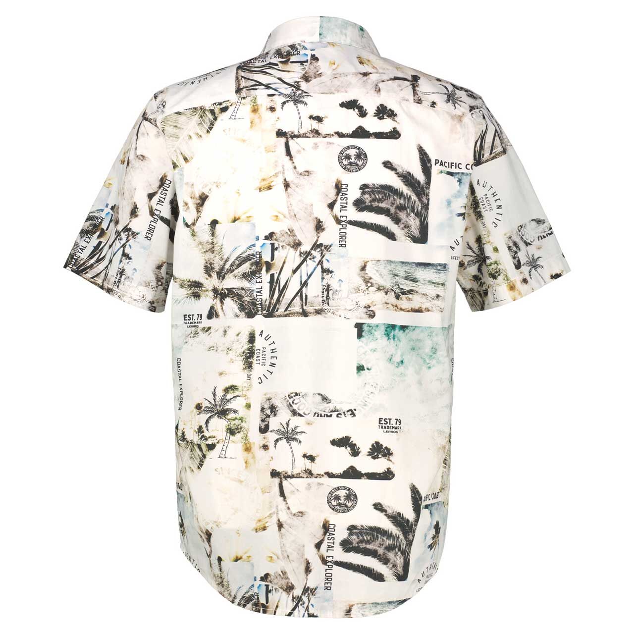 Herren 1/2 Arm Hemd von Lerros in Weiß mit Print, Rückansicht