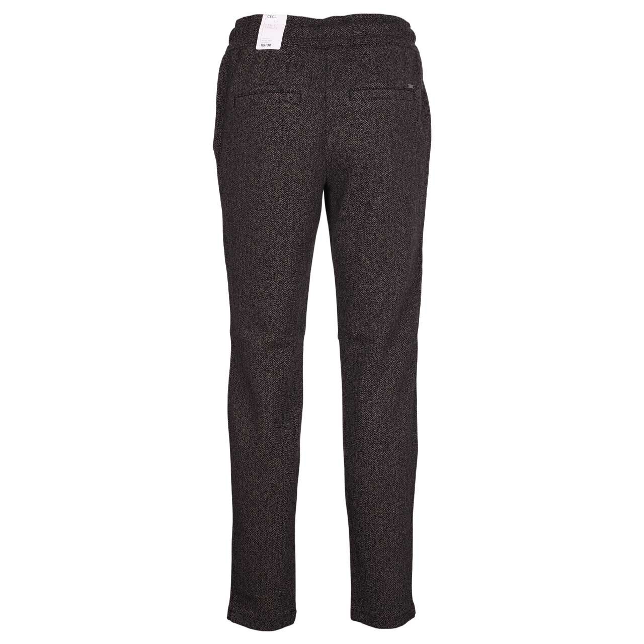 Damen Hose Tracey von Cecil in Dunkelbraun mit Print, Rückansicht