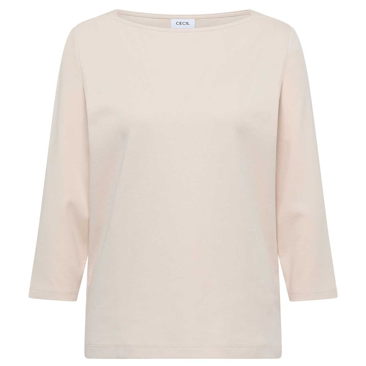 Cecil Damen 3/4 Arm Shirt Basic Boatneck smooth sand beige creme