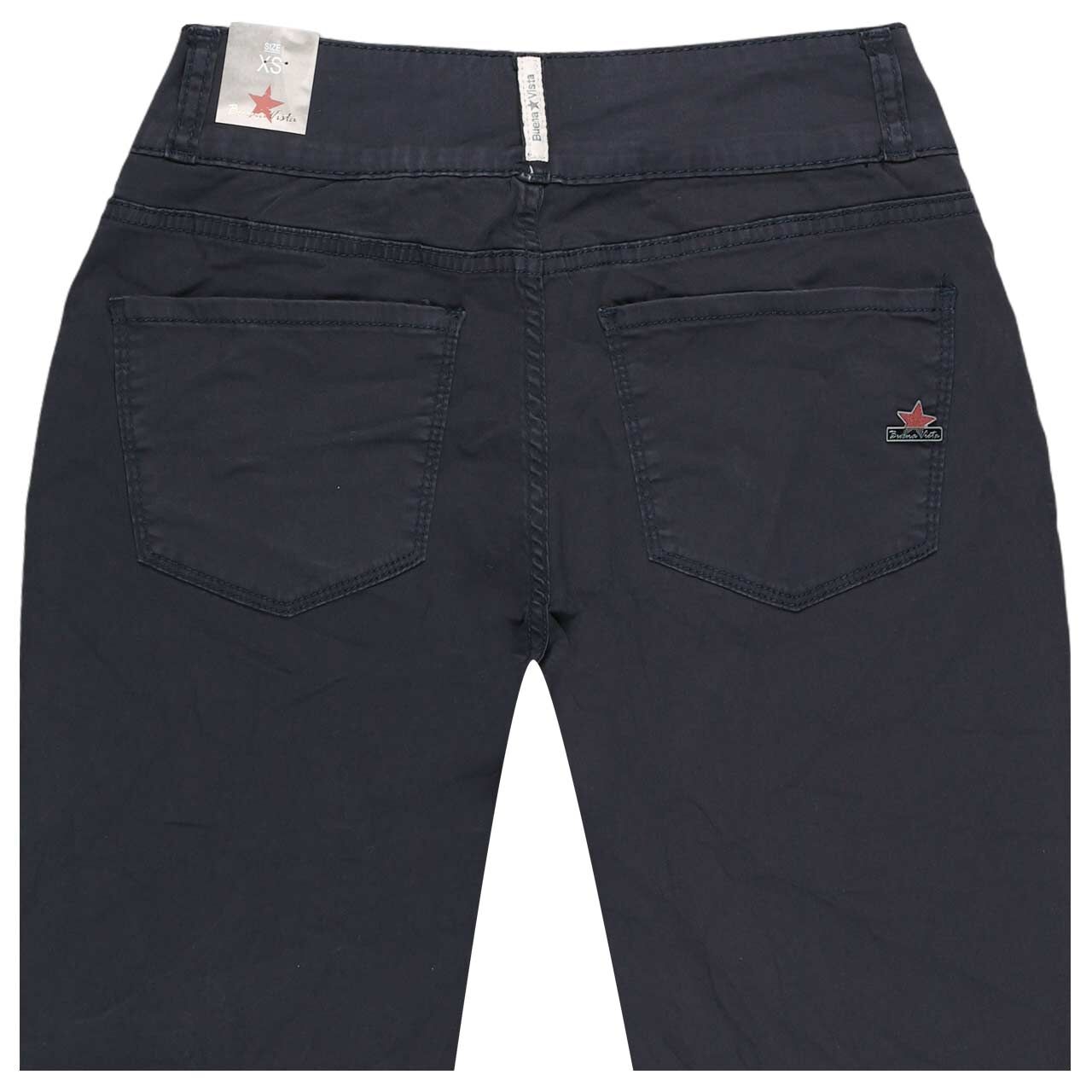 Damen Baumwollhose Tummyless Stretch Twill von Buena Vista in Dunkelblau, Rückansicht
