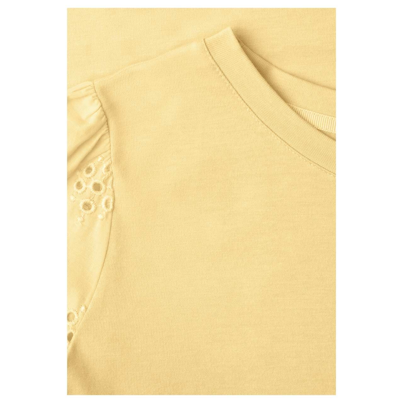 Street One Studio Damen T-Shirt Embroidered Woven Puff Sleeves snap yellow