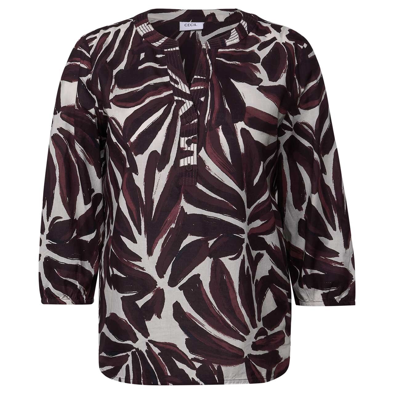 Cecil Damen 3/4 Arm Bluse Printed Light Cotton mulberry red