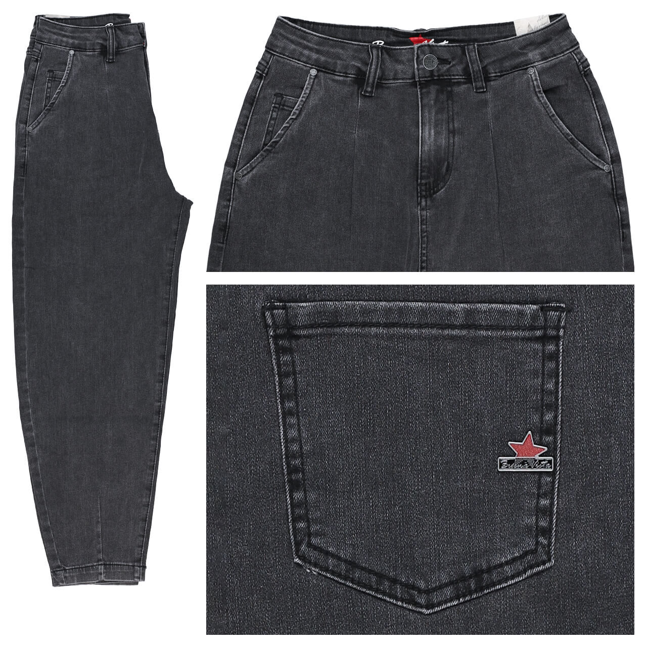 Buena Vista Ballon 7/8 Stretch Denim Jeans black denim 