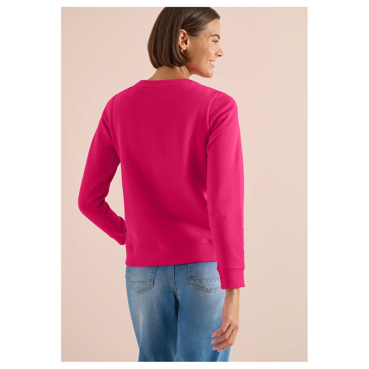 Damen Sweatshirt Embroidery von Cecil in Pink mit Print, Rückansicht am Model