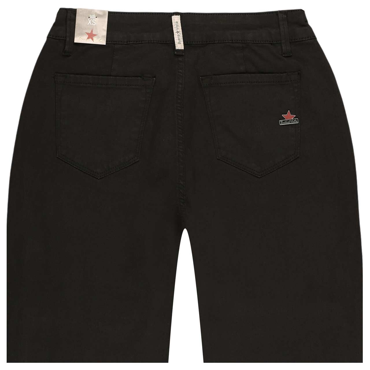 Damen Baumwollhose Stella-Zip Straight Stretch Twill von Buena Vista in Schwarz, detaillierte Rückansicht