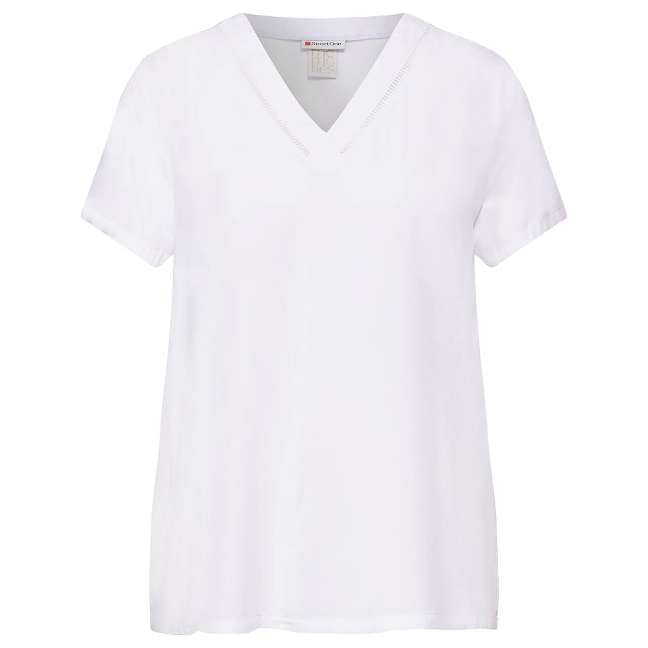 Street One Damen T-Shirt Tunic Blouse Tape white