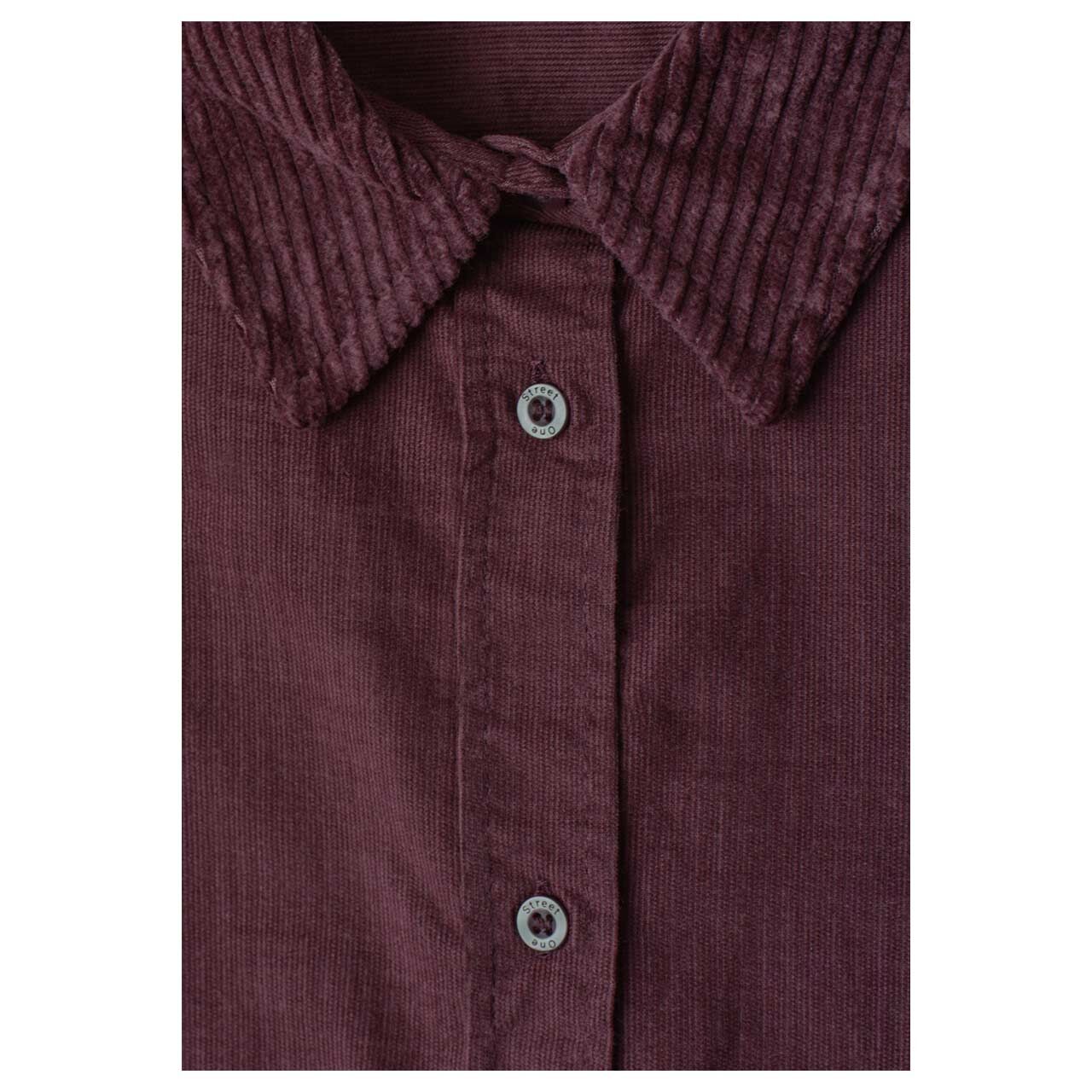 Street One Damen 3/4 Arm Cord Bluse Corduroy Mix Shirtcollar rustic rouge