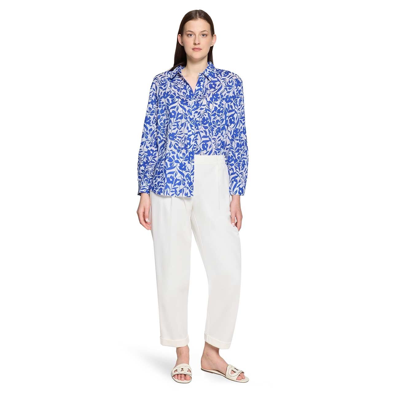 Damen Langarm Bluse von Betty Barclay in Blau mit Print, Ganzkörperansicht