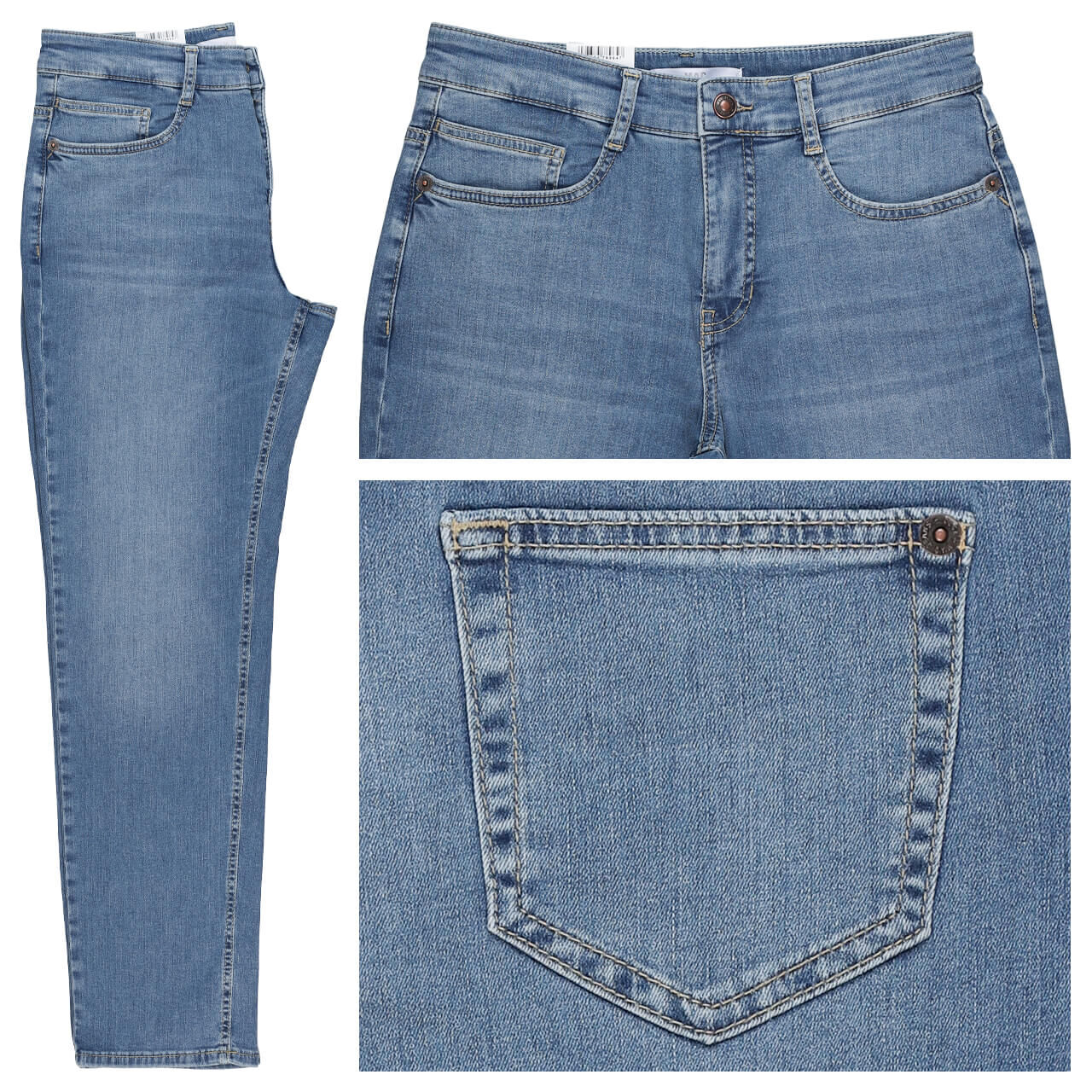 Stretch Damenjeans Stella von MAC in Blau angewaschen mit der Farbnummer D557