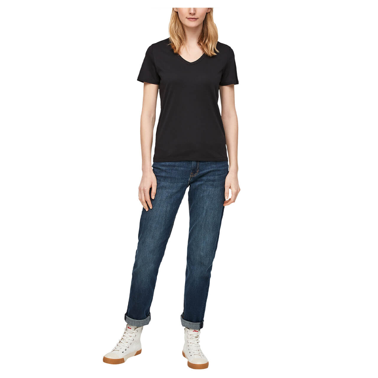 soliver-tshirt-black-9999-vorn1 s.Oliver T-Shirt für Damen in Schwarz, FarbNr.: 9999