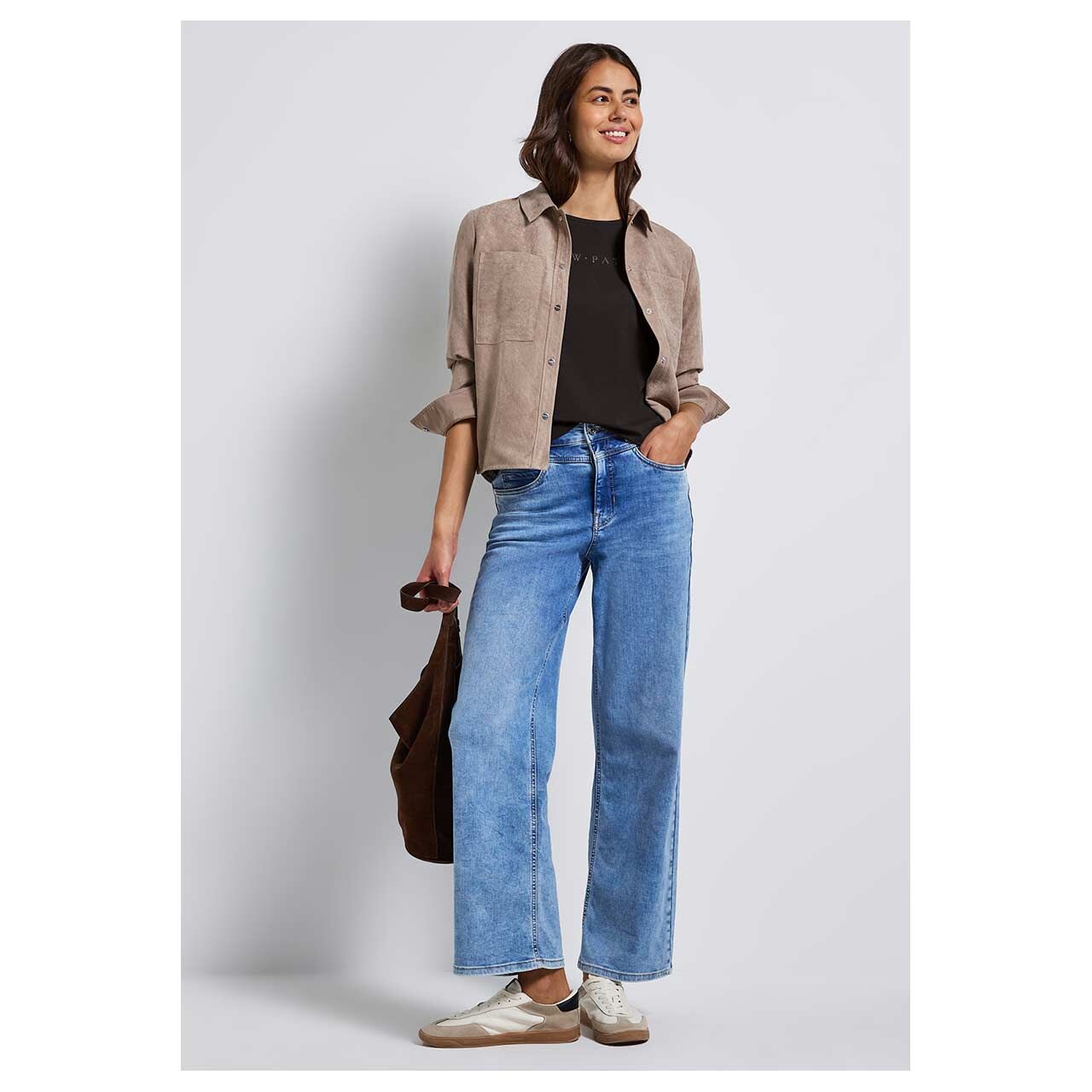 Damen T-Shirt Wording von Street One in Dunkelbraun, Outfit