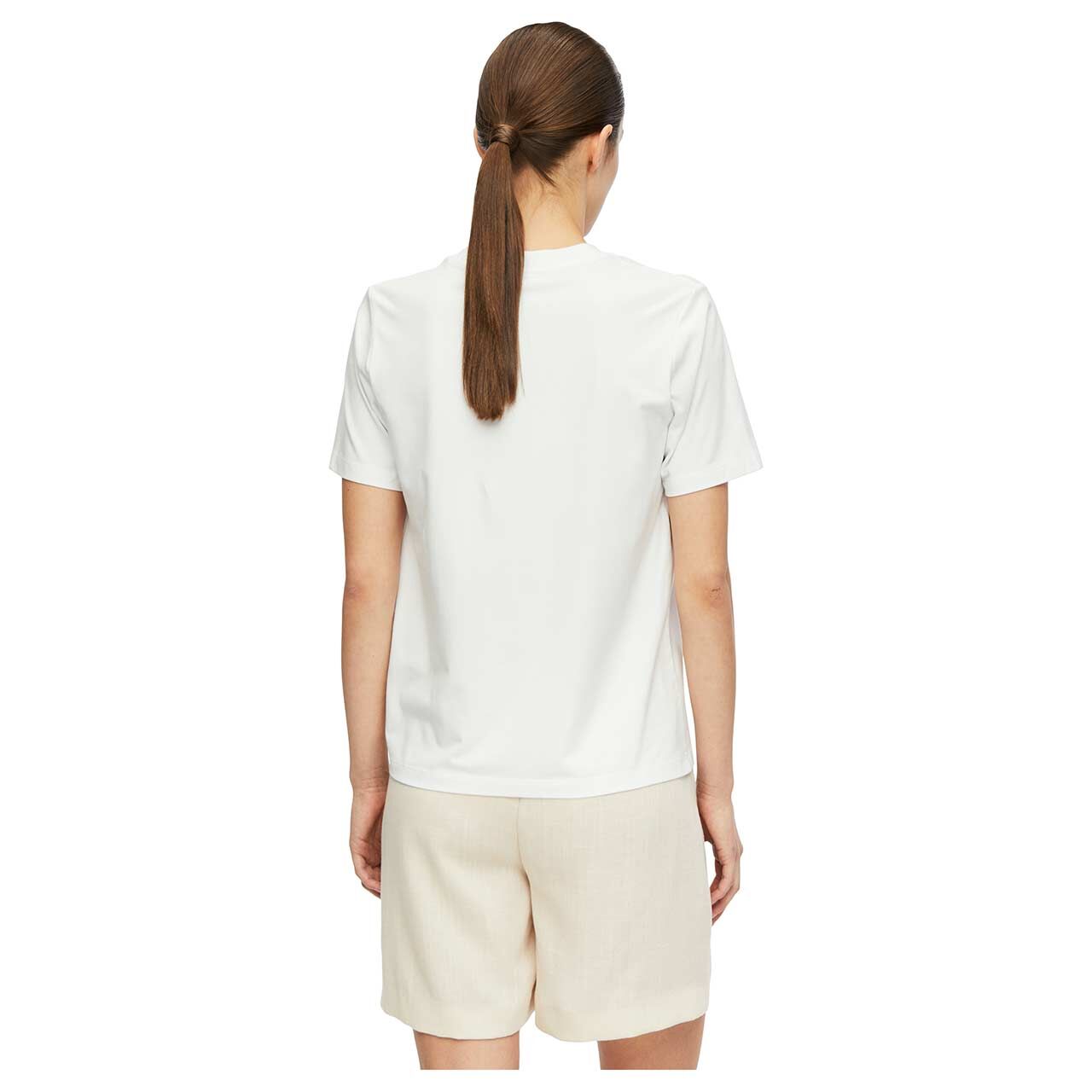 Damen T-Shirt von Comma in Weiß mit Print, Rückansicht am Model