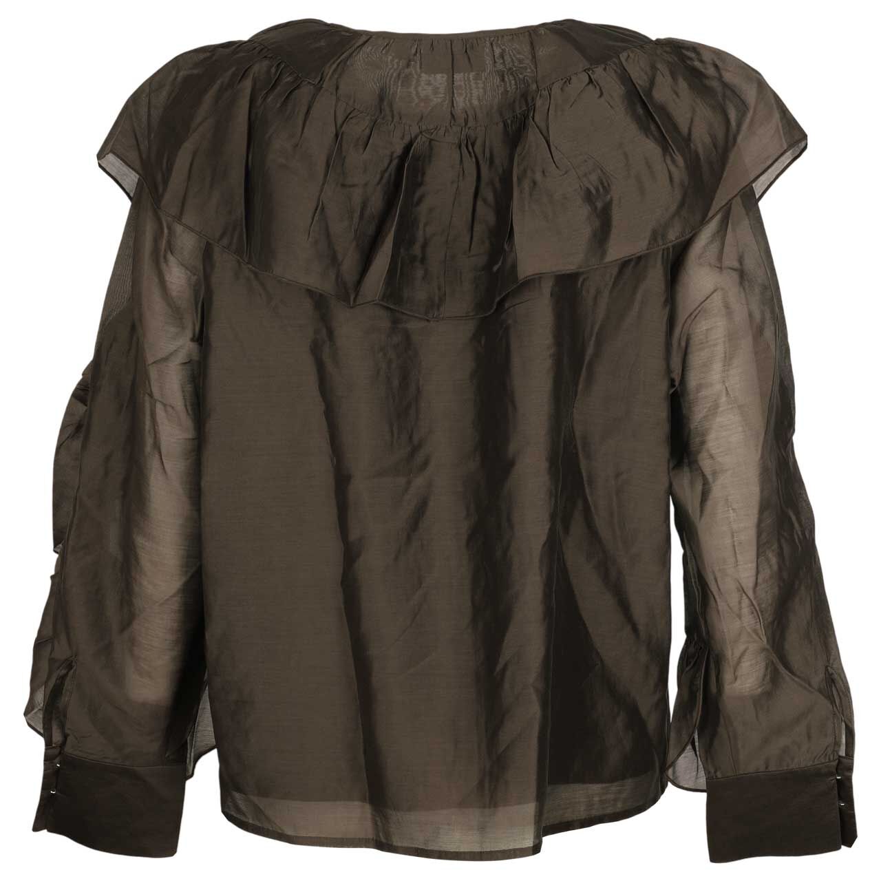Damen Langarm Bluse von Comma in Dunkelbraun, Rückansicht