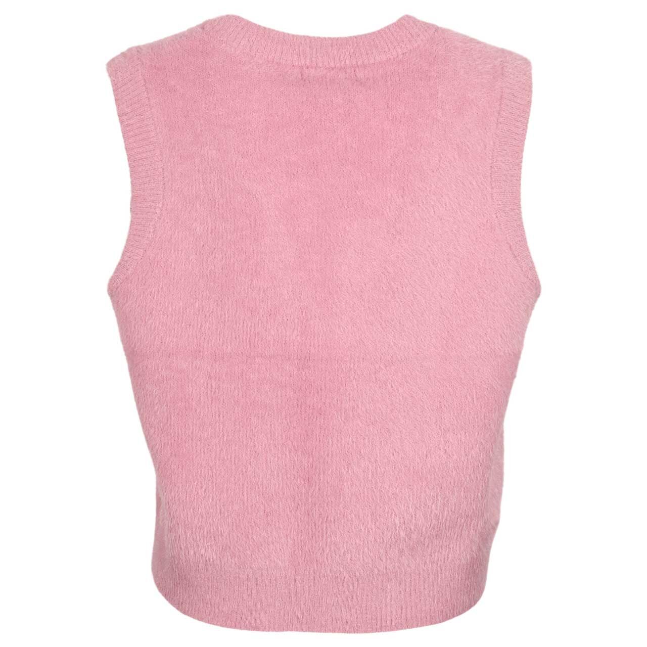 Damen Strickweste Open Feather Yarn Vest von Cecil in Rosa, Rückansicht am Model