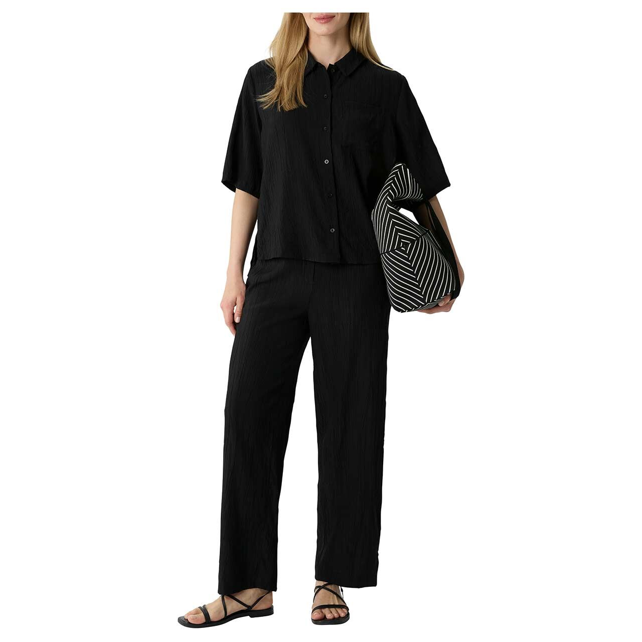Comma Damen Kurzarm Bluse black