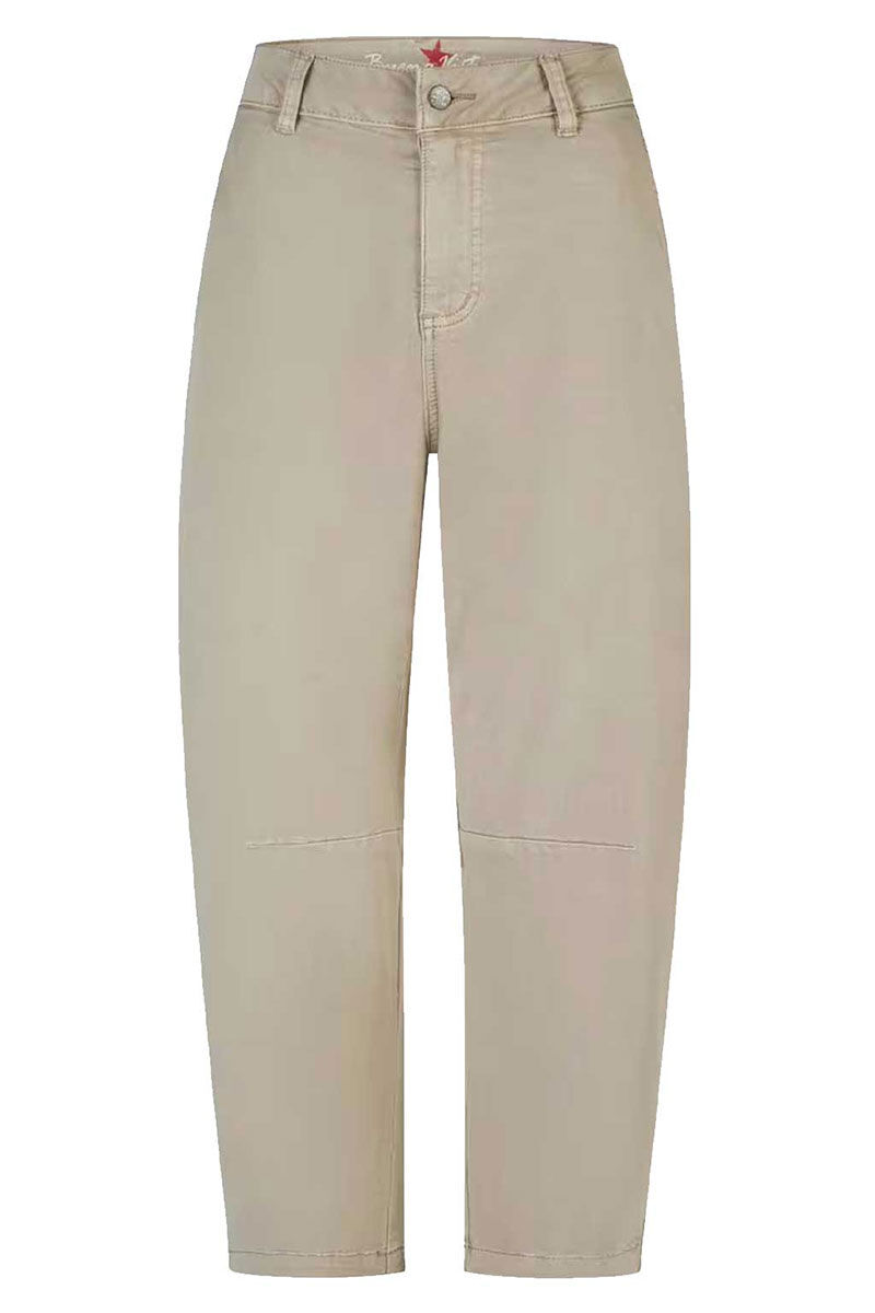 Vorderansicht der Buena Vista Barrel Damenjeans in Beige