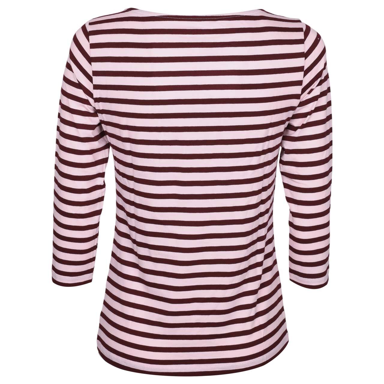 Damen 3/4 Arm Shirt von Munich Freedom in Rosa-Weinrot gestreift, Rückansicht