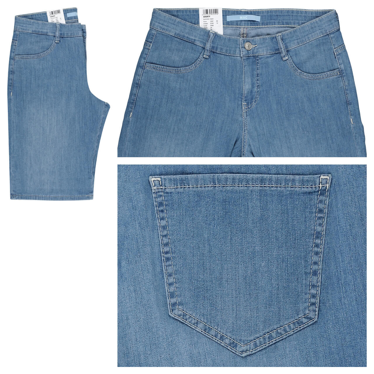 MAC Shorty Jeans mid blue soft washed summer clean