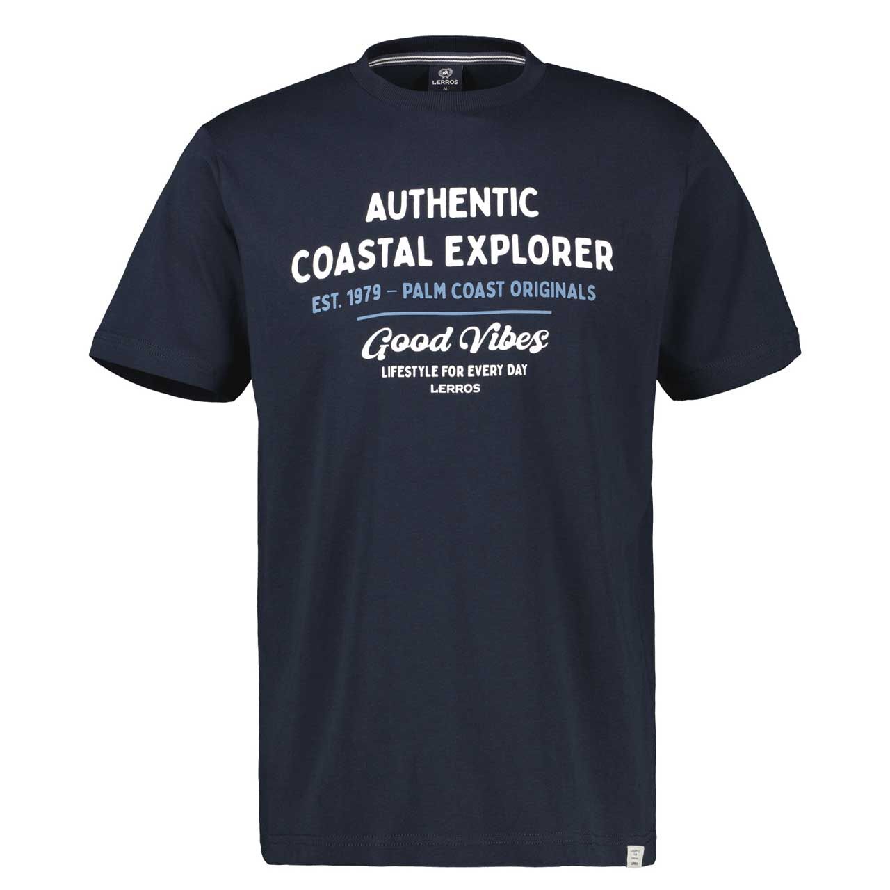 Lerros Herren T-Shirt classic navy blue printed
