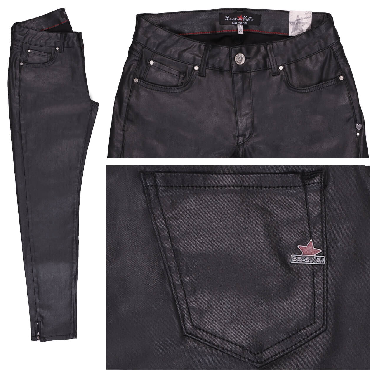 Damen Baumwollhose Italy V 7/8 von Buena Vista in Schwarz beschichtet mit der Farbnummer 8313, Vorderansicht