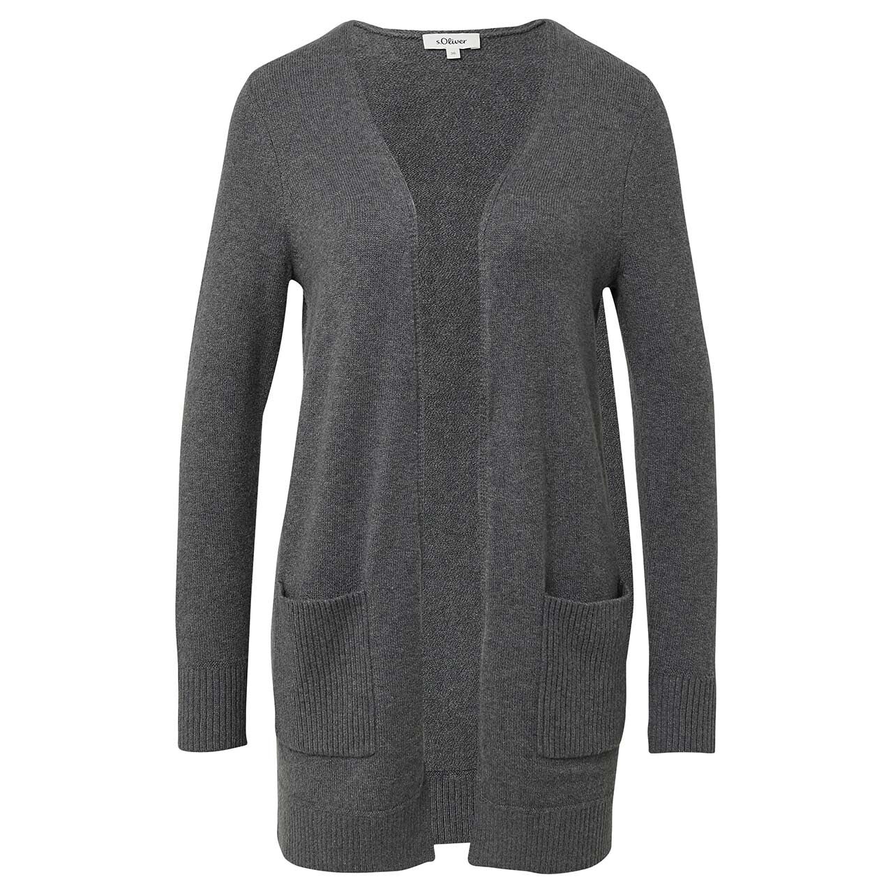 s.Oliver Damen Strickjacke Cardigan dark grey melange