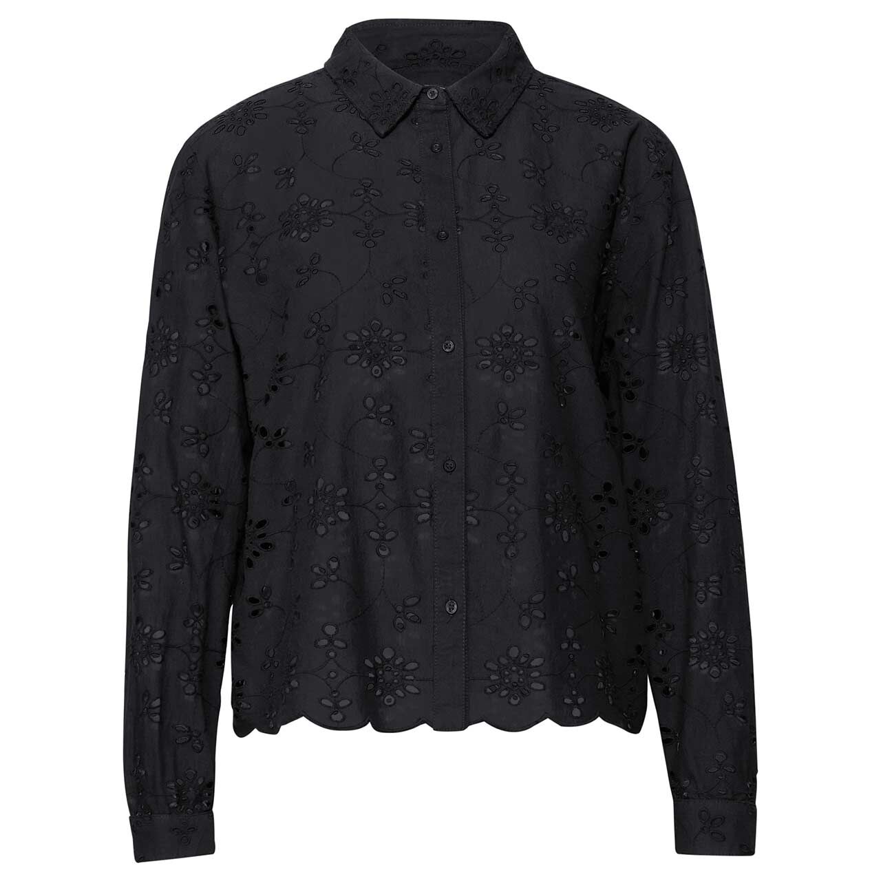 Street One Damen Langarm Bluse Allover Crochet black