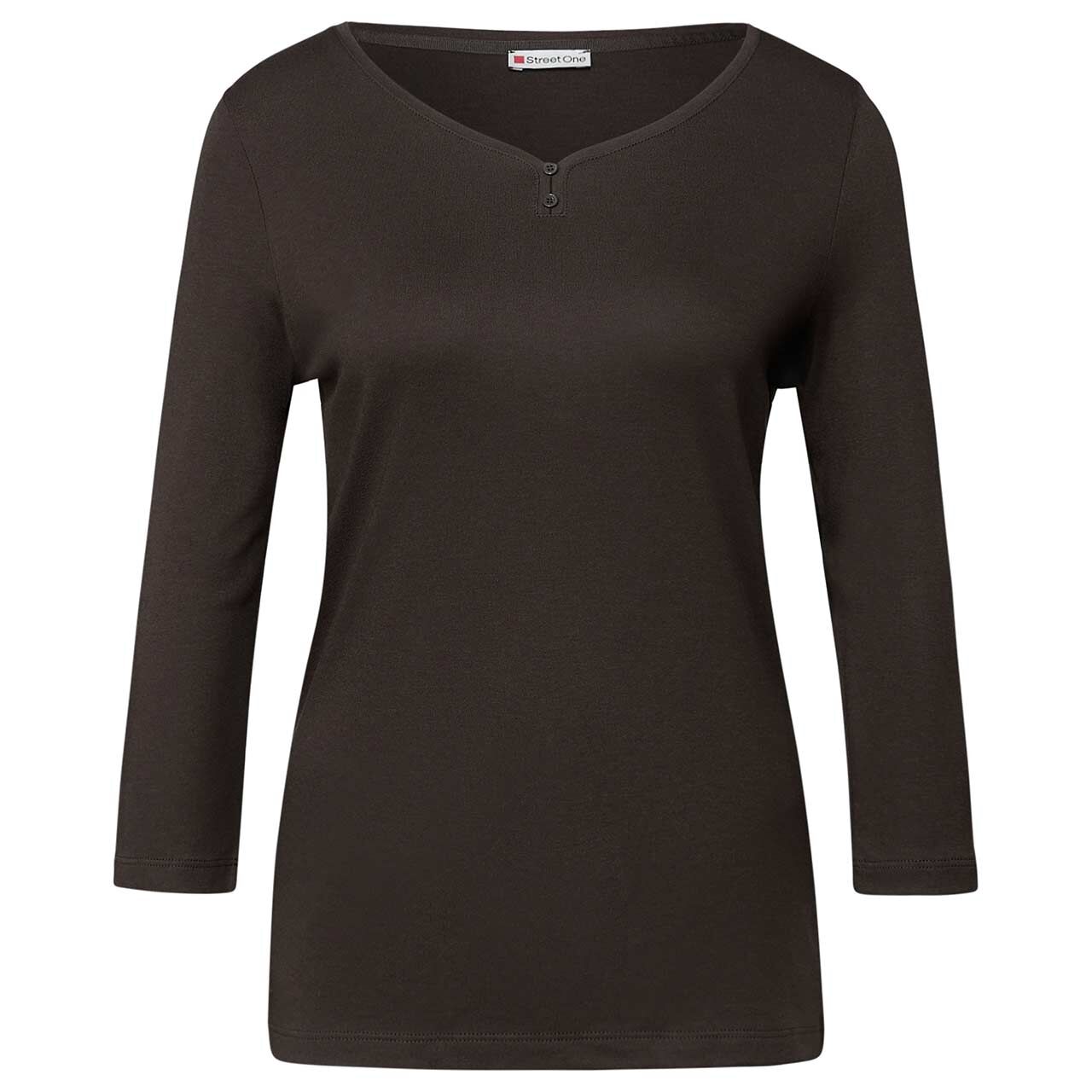 Street One Damen 3/4 Arm Shirt Basic Buttons deep roast brown