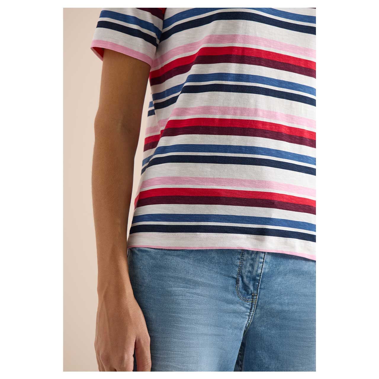 Cecil Damen T-Shirt Multi Striped Slubyarn universal blue