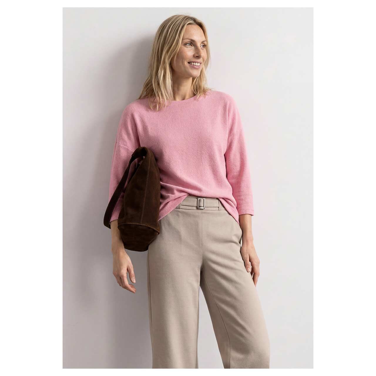 Street One Damen 3/4 Arm Pullover in Rosa, Vorderansicht Model